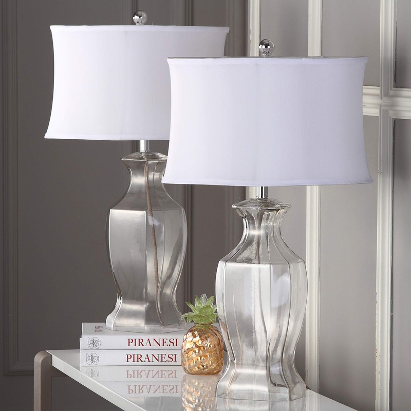 SAFAVIEH Lighting Collection Wendy Clear Glass 28-inch Bedroom Living Room