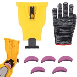 Chainsaw Sharpener, Chainsaw Sharpener, Portable Chainsaw Sharpener, Chain Sharpener, Sharpening Set, with 5 Sharpening Stone and 1 Piece Chainsaw Sharpener and 1 Pair of Gloves
