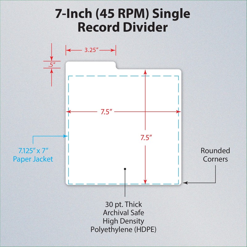 BCW 45 RPM Record Dividers | White | Write-On Index