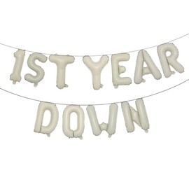 RUIANSI 1st Year Down Football 1st Birthday Party Banner, Cream, 16 Inch