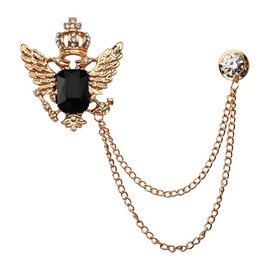 Gold Crystal Brooch Chain Pins for Men Lapel Pins for Suit Tie Decorative Enamel Stone Brooches Tassel Pins Crystal Chain Brooch Mens Suit Accessories Jewelry Valentines Gifts for Husband Boyfriend