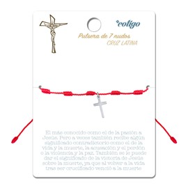 cotigo 7 Knot Red Cross Bracelet Stainless Steel Lucky Charm and Evil Eye Protection Bracelet for Couples and Friendship Adjustable Fashion Jewelry Bracelet with Red Thread for Women Men, Stainless