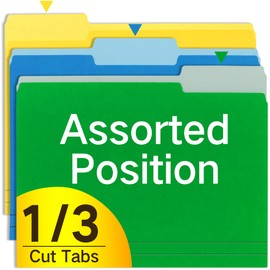 Letter Size File Folders – 1/3-Cut Tab, Durable Colored File Folders for Home, Office, and School Organization, 50-Pack