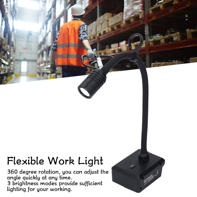 LED Work Light Cordless Gooseneck Lamp 3 Modes Dual USB