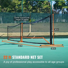 Happybuy 22FT Pickleball Net Set, Portable Regulation Size System with Balls, Paddles, Carrying Bag, Weather-Resistant Metal Frame & PE Net, for Outdoor Backyard Driveway
