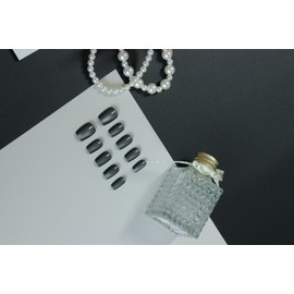 Melines 30pcs Cat Eye Short Square Press On Nails, Reusable Nail Kit with Nail Adhesive Tabs Mini Nail File, 15 Sizes (Moonlight)