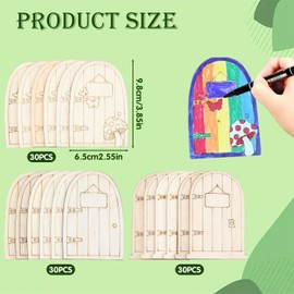 ZDNT Unpainted Wooden Fairy Door Elf Door Mini Door Shape Wooden Pieces Fairy Doors for Garden Trees for Home Office Birthday Wedding Party Decoration Antique (60)