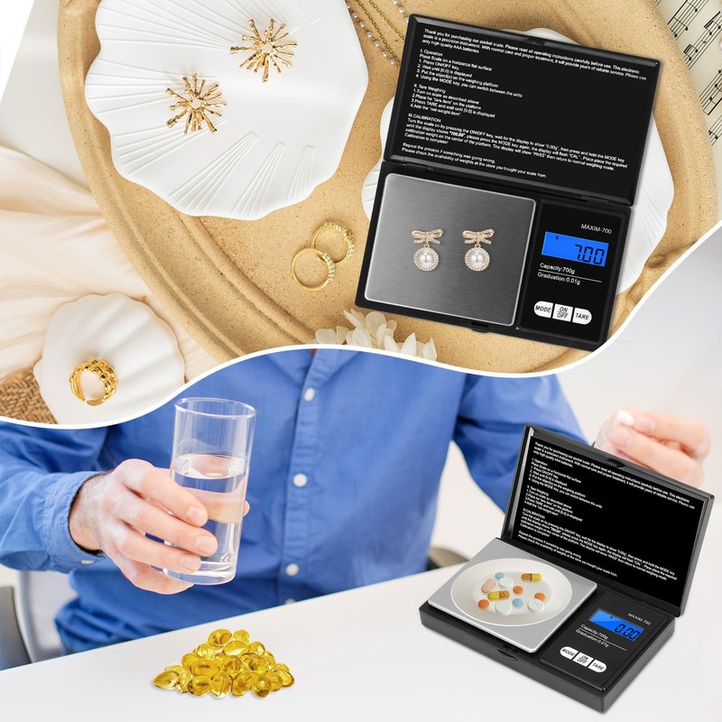 Oderra 700g/0,01g Bilancia Precisione Tascabile LCD