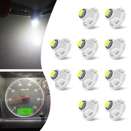 DYEKNEE 10 PCS Automotive T4.2 LED Dash Light, 0.39" x 0.27" 12V IP65 Waterproof ABS Housing Filament-free Construction Super Bright Indicator Light, Plug Play Auxiliary Travel Accessory (White)