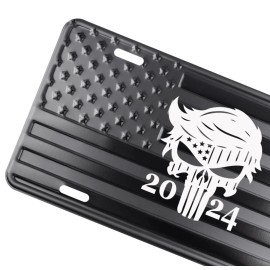 BLVD Trump Punisher 2024 American Flag License Plate Tag Embossed/Laser Etched.