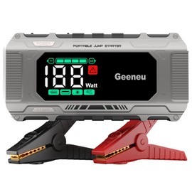 Geeneu Car Battery Charger Jump Starter, 8000A Portable Jumper Starter with PD 65W Quick Charger, Jump Box 12V Battery Booster Jump Pack for All Gas/10L Diesel,Large Screen,150W DC, Lights
