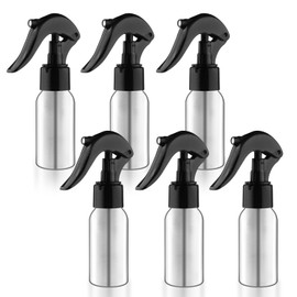 6 Pcs Aluminum Spray Bottles Empty Atomizer Liquid Container with Black Sprayer for Hair Care Essential Oils Plants Home Kitchen - 50ml/1.7oz