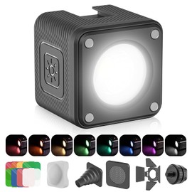 ULANZI - Iluminación de video LED Kit de luces de cámara impermeable IP68 Mini Cubo con 8 filtros de gel de color, luz de fotografía portátil regulable 5500K CRI95+ para cámara DSLR Sony Canon Nikon