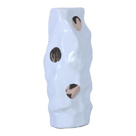 ZJMTOCYU Modern and Elegant White Ceramic Vase with Gold Design for Chic Home Decor, Beautiful for