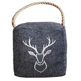 Decorative Door Stopper, Door Stoppers for Bottom of Door, Heavy Duty Door Stops Floor, Weighted Fabric Door Stop for Home and Office Holiday Decorations (Brown with Reindeer)