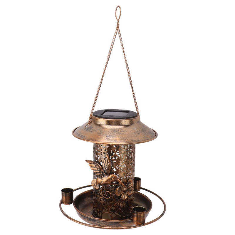 Solar Bird Feeder for Outdoors Hanging IP65 Waterproof Warm Light