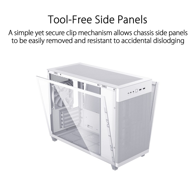 ASUS Prime AP201 White MicroATX Tempered Glass Edition Supports Graphics