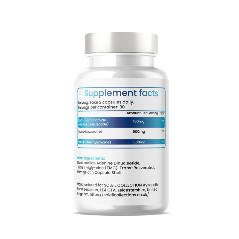 NAD Supplement 1000mg with True NAD+ 500mg & Resveratrol 250mg