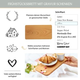 HOFMEISTER® Breakfast Board Engraved Name Motif - Sustainable Board Made of Cherry Wood - Individual Gift with Personalisation, Bread Board, Vesper Board, 22 cm