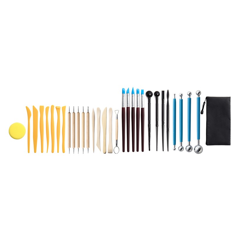 32Pcs Polymer Clay Tools Durable Wood Metal Comfortable Handle Food
