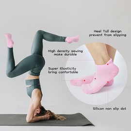 4 Pairs Yoga Pilates Non Slip Socks With Grips for Women and Men Anti Skid Gripper Socks for Yoga Pilates Home Barre Hospital Ballets
