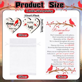 Yousoontic 120 Sets Funeral Favors Celebration of Life Decorations Cardinal Memorial Angel Sign Heart Pocket Hug Token with Prayer Card Organza Bag for Guests Funeral Cardinal Memorial Gifts
