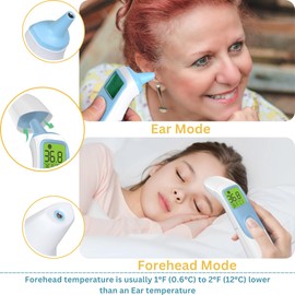 Ear and Forehead Baby Thermometer for Adults and Kids - Digital Temperature Thermometer No Touch - 20 Memory Recall Instant Read Ear Thermometer or Touchless Forehead Thermometer