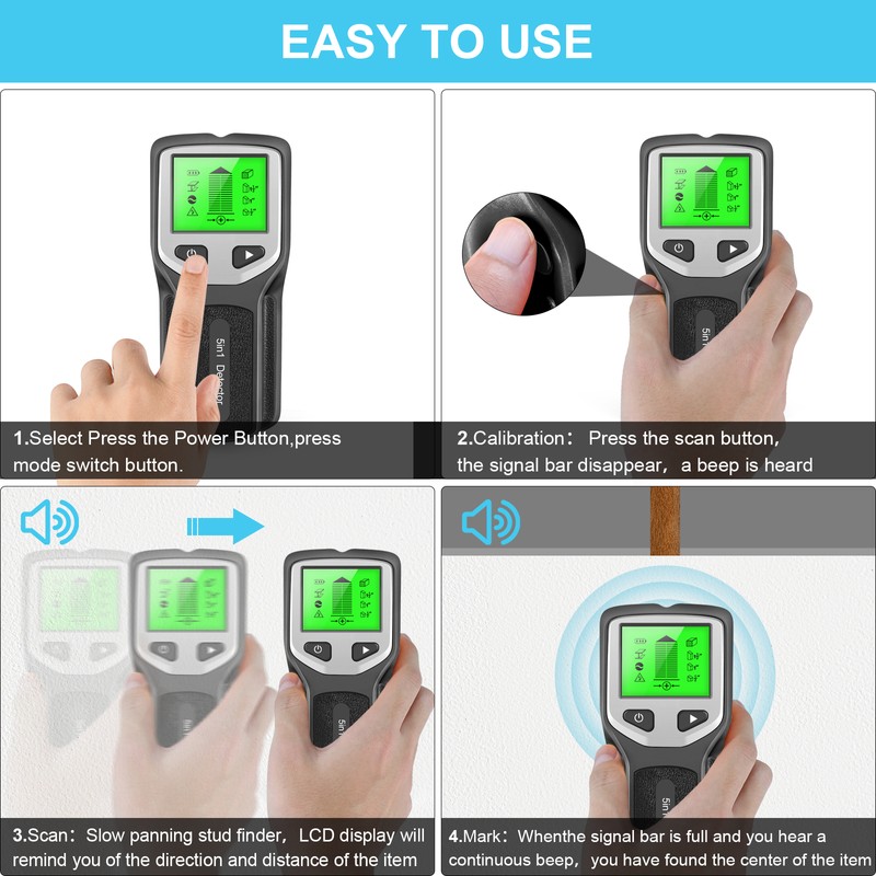 HW430 5 in 1 Stud Detector Wall Scanner Digital Handheld