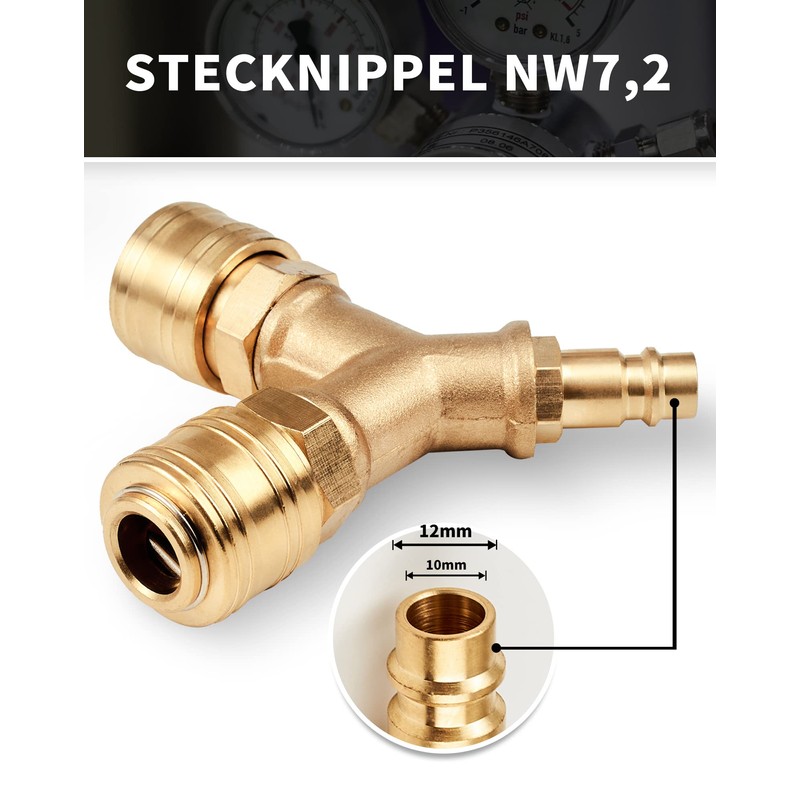 Compressed Air Distributor Double with Couplings Brass Coupling Plug, ZITFRI