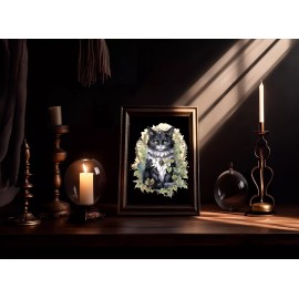 Handmade Black & White VICTORIAN CAT 8x10 CARDSTOCK PRINT, No Frame #1