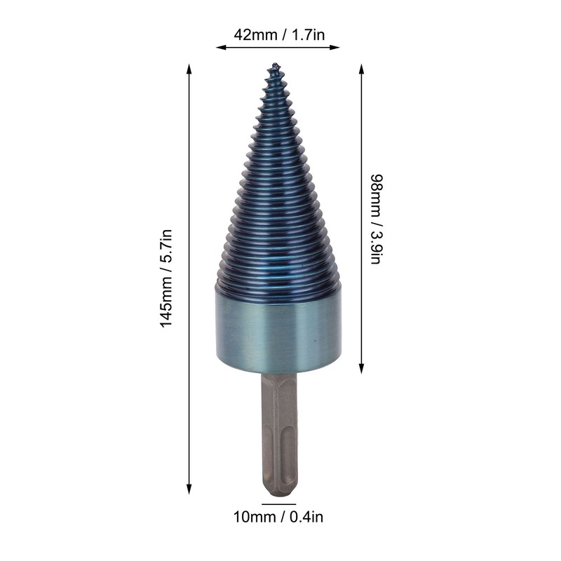 Firewood Split Drill Bit Square Shank BluePlated Screw Cone Head