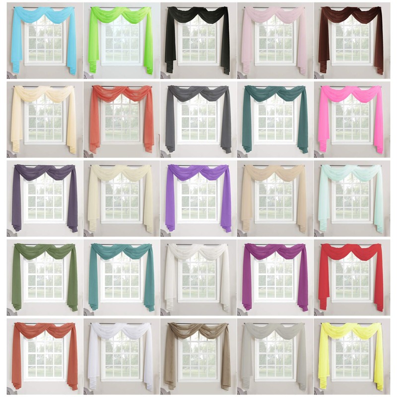 Megachest TAILORED VOILE WINDOW SCARF PELMET 26 color choices (dark
