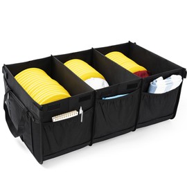 ITHWIU Disc Golf Storage Bag 24 X 15 X 10 Inch with Cover Large Capacity with 3 Dividers and 10 Side Pockets, Each Divider can hold 24+ Discs, Entire Bag Can Hold up to 72-80 Discs, Black