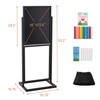 SELEAD 2 Tier Poster Stand with Double Sided Chalkboard -