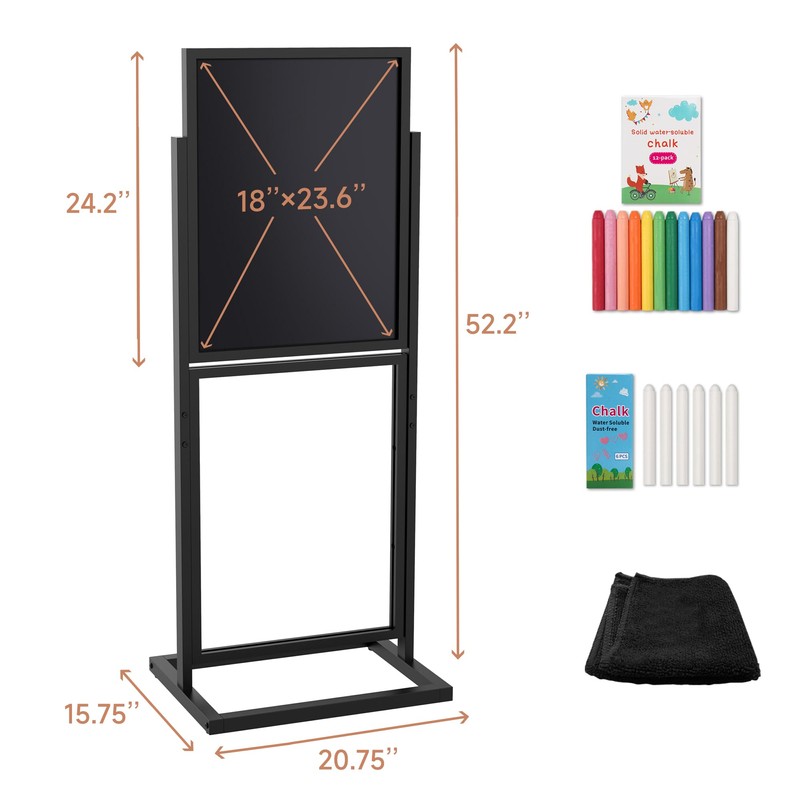 SELEAD 2 Tier Poster Stand with Double Sided Chalkboard -