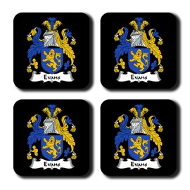 Evans Coat of Arms/Family Crest Coaster Set, by Carpe Diem Designs – Made in the U.S.A.