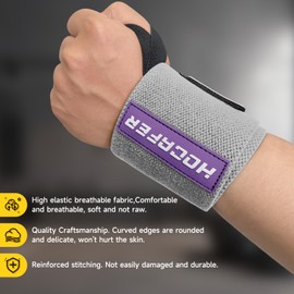 Hocafer Wrist Wraps for Weightlifting - 18” Wrist Compression Support and Wrist Brace for Bench Press, Bodybuilding, Strength Training(Glacier Gray, Stiff Fit, 2P)