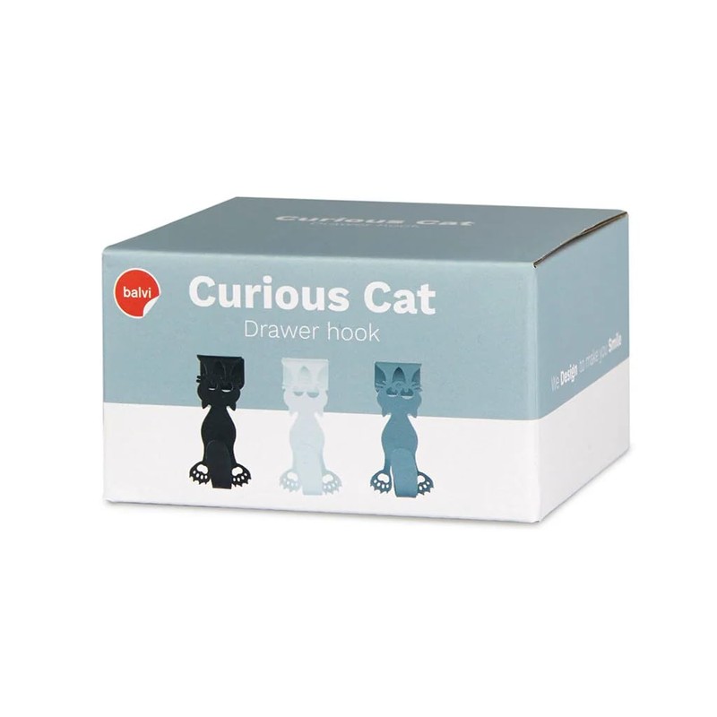 balvi Curious Cat Drawer Hooks Set of 3 Hangers Colours