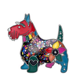 NEWEI Enamel Alloy Scottish Dog Brooch Pins for Women Girls Scarf Decoration Jewlery Charm (Multi)