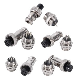 Panel Metal Mounting Round Metal Aviation Plug Adapter, Set of 10 GX12 4 Pin 12 mm Aviation Connector Plug, Aviation Plug + Metal Socket Plug