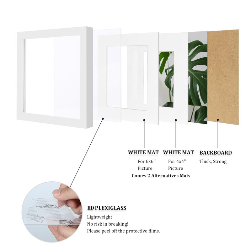 Egofine 8x8 Picture Frames 4 PCS - Made of Solid