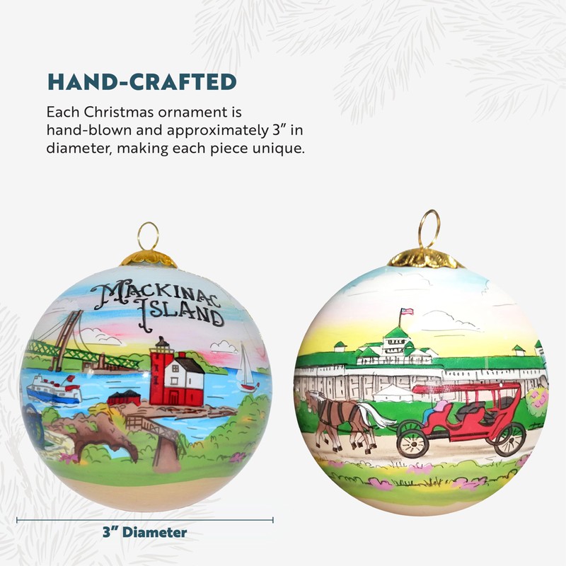 Art Studio Company - Hand Painted Christmas Ornament, Blown Glass,