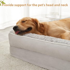 BFPETHOME Orthopedic Dog Bed for Extra Large Dogs-Big Waterproof Sofa Dog Bed with Removable Washable Cover, Large Pet Bed with Waterproof Lining and Nonskid Bottom,Pet Bed for Large Dogs, Grey