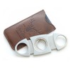 Stainless Steel Cigar Cutter with Leather Case,Double Blade for a