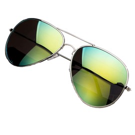 Men Women Pilot Mirrored Polarised Sunglasses Box Case Air Force MFAZ Morefaz Ltd (Green Mirrored)