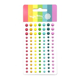 Waffle Flower Everyday Enamel Dots Bundle - Each Set has 98 self-adhering Enamel dots. Each Column has 3 dots Sized at 6mm/0.236", and 11 Sized at 4mm/0.157"