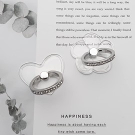 WOGROO Cell Phone Ring Holder Stand Compatible All Mobile Phones or Phone Cases, Transparent Phone Ring Holder Finger Kickstand 360°Degree Rotation Clear Phone Ring Grip, 2 Silver