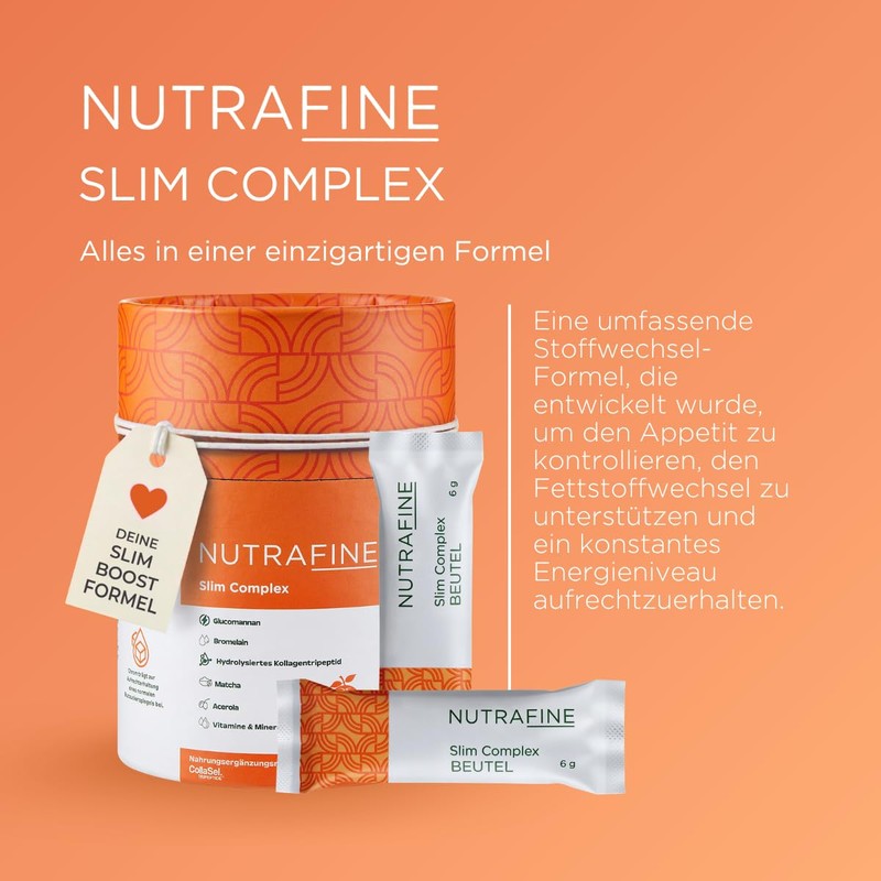 Nutrafine Slim Complex - Premium Formula with Glucomannan 1g, CollaSel