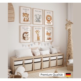 LAVEMA Affirmation Poster Children's Room Pictures DIN A4 (21 x 30 cm) Poster Set Wall Decoration Baby Room Decoration Affirmation Pictures Wall Poster Boy Animal Pictures Wall Pictures Animals