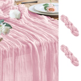 Wokceer Cheesecloth Table Runner 2Pack 10FT Blushing Pink Christmas Boho Gauze Fall Cheese Cloth Table Runner for Party Easter Rustic Sheer Table Runners for Baby Bridal Shower Wedding Table